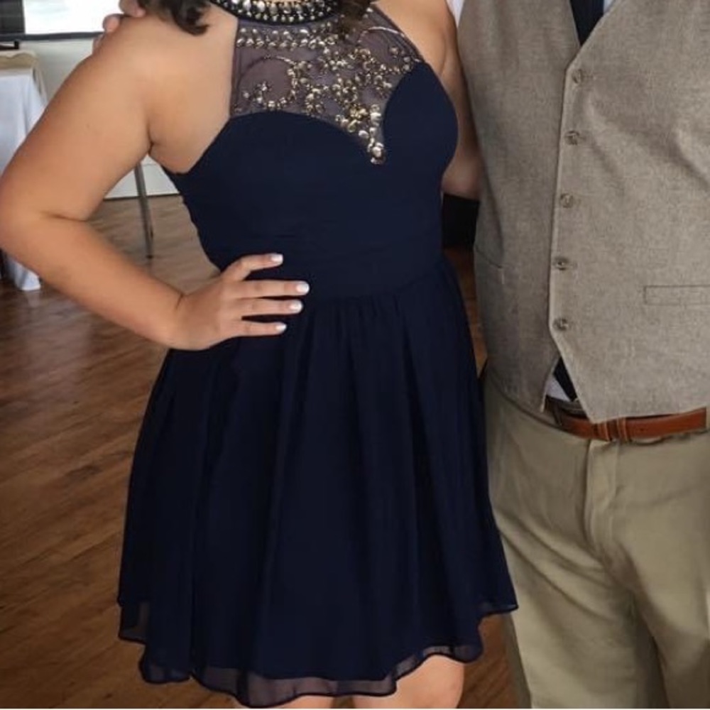 B Darlin 9/10 juniors short formal dress, navy